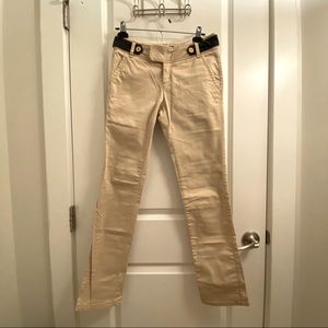 Eland straight pants creamy black belt S